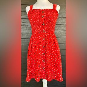 **SIENNA SKY** 💃 Red Floral Babydoll-Fit Dress, Size Small